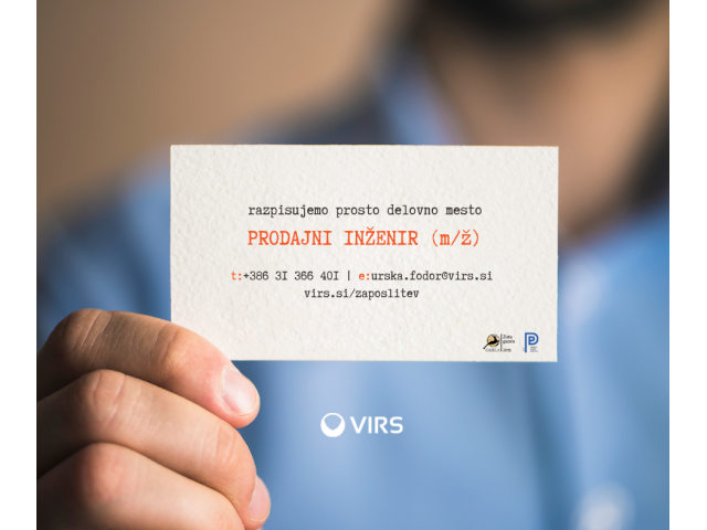 Razpisujemo prosto delovno mesto - prodajni inženir (m/ž)