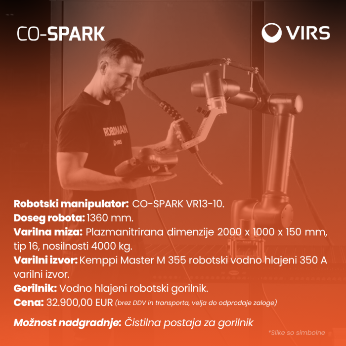 Odprodaja iz zaloge: Demo varilna celica s kolaborativnim robotom - CO-SPARK.