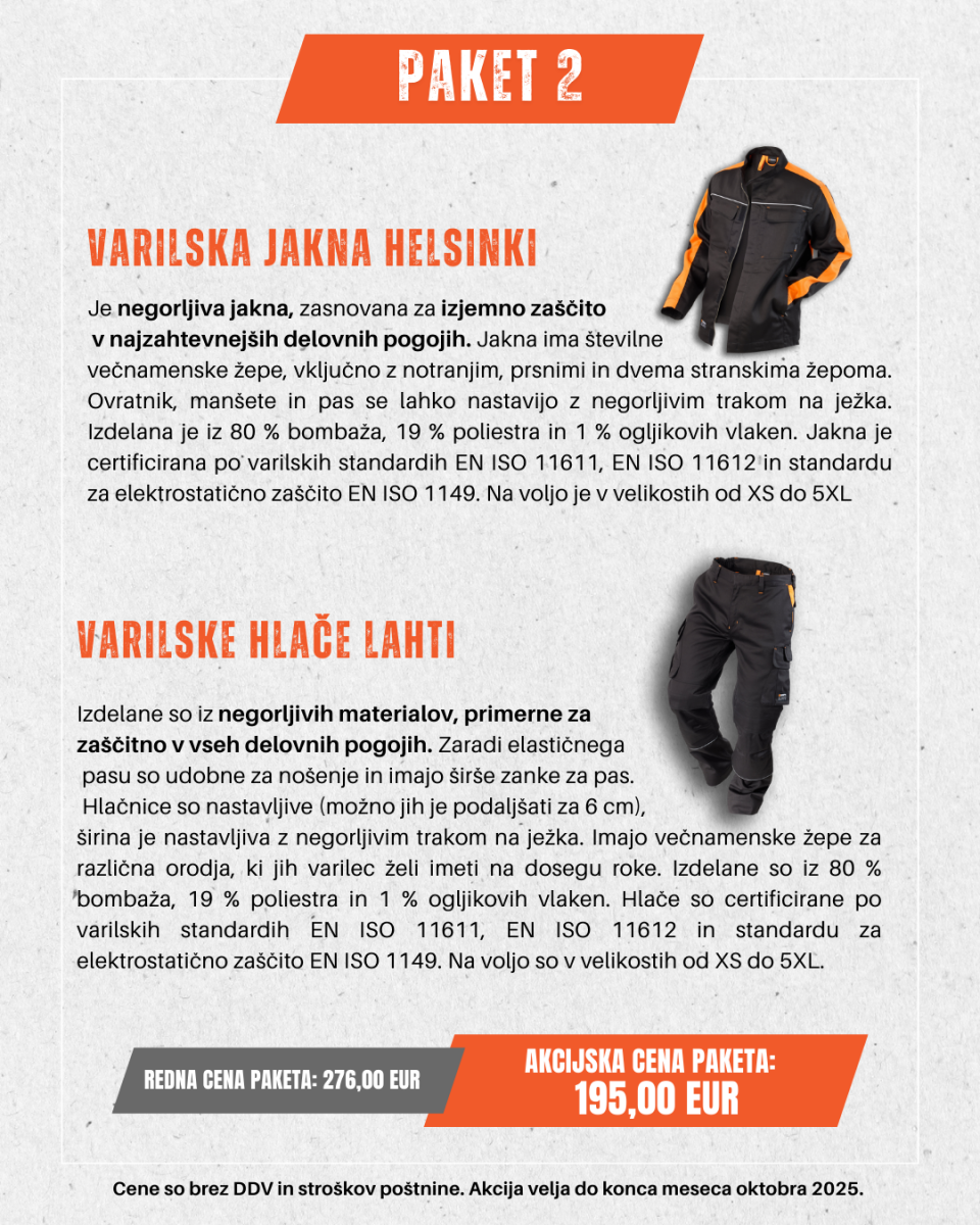 Paket 2: Varilska jakna Helsinki + varilske hlače Lahti
